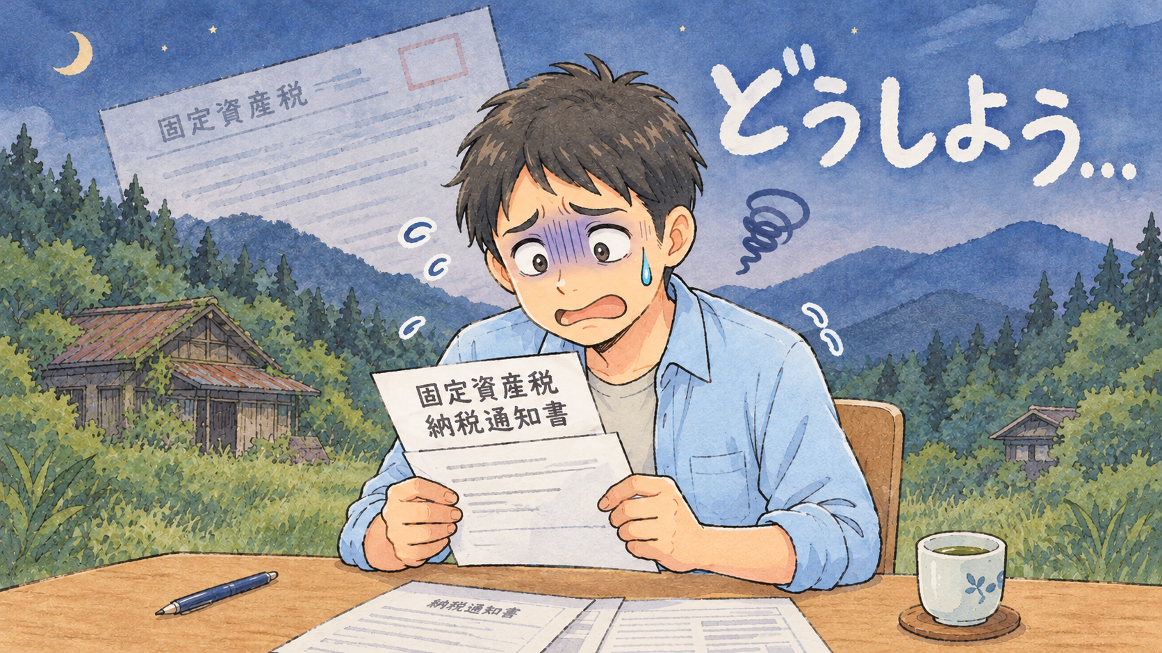 山林の固定資産税に悩む男性