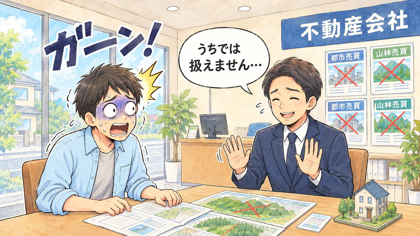 不動産会社に断られる男性