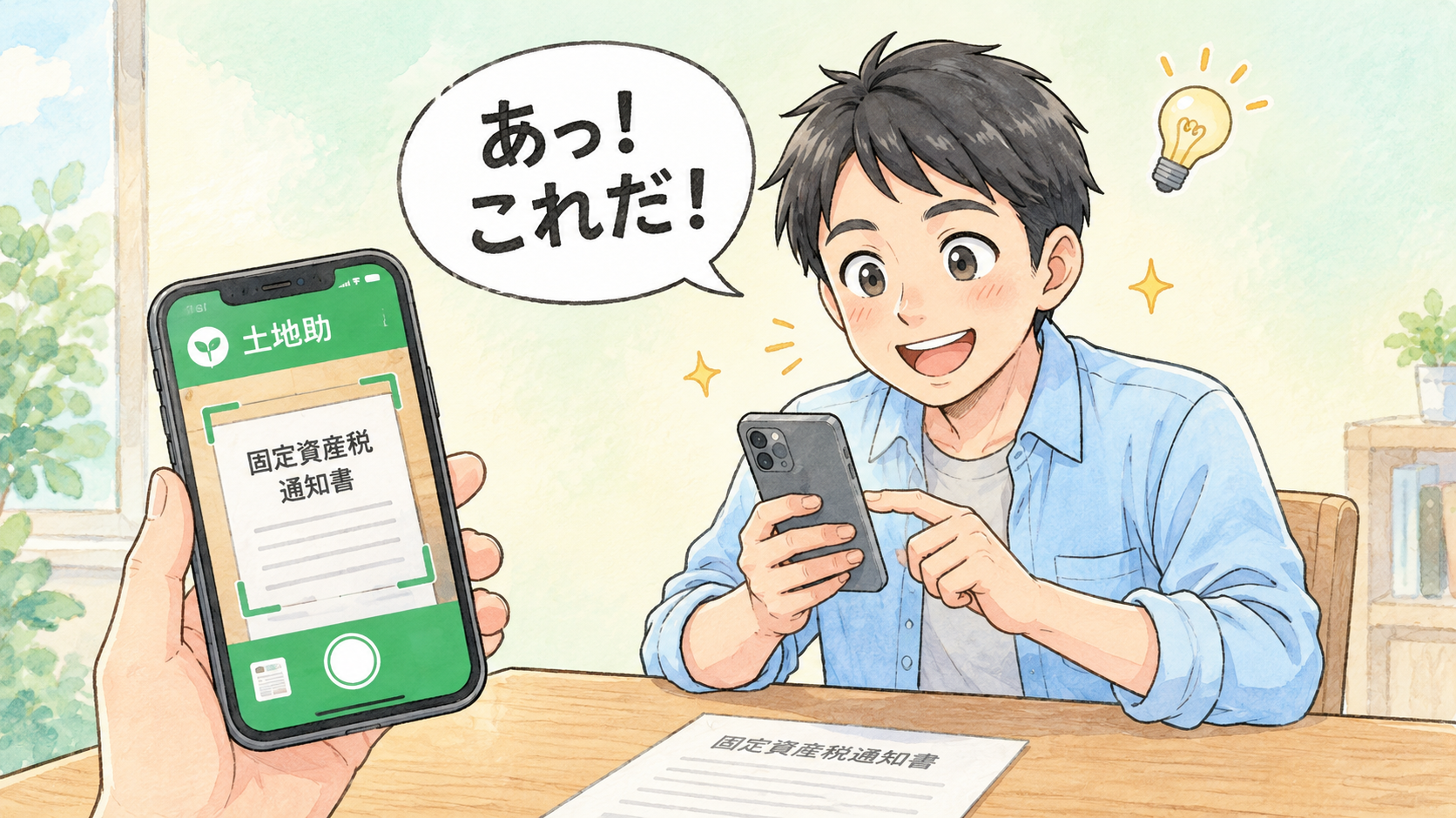 土地助にLINEで査定依頼する様子