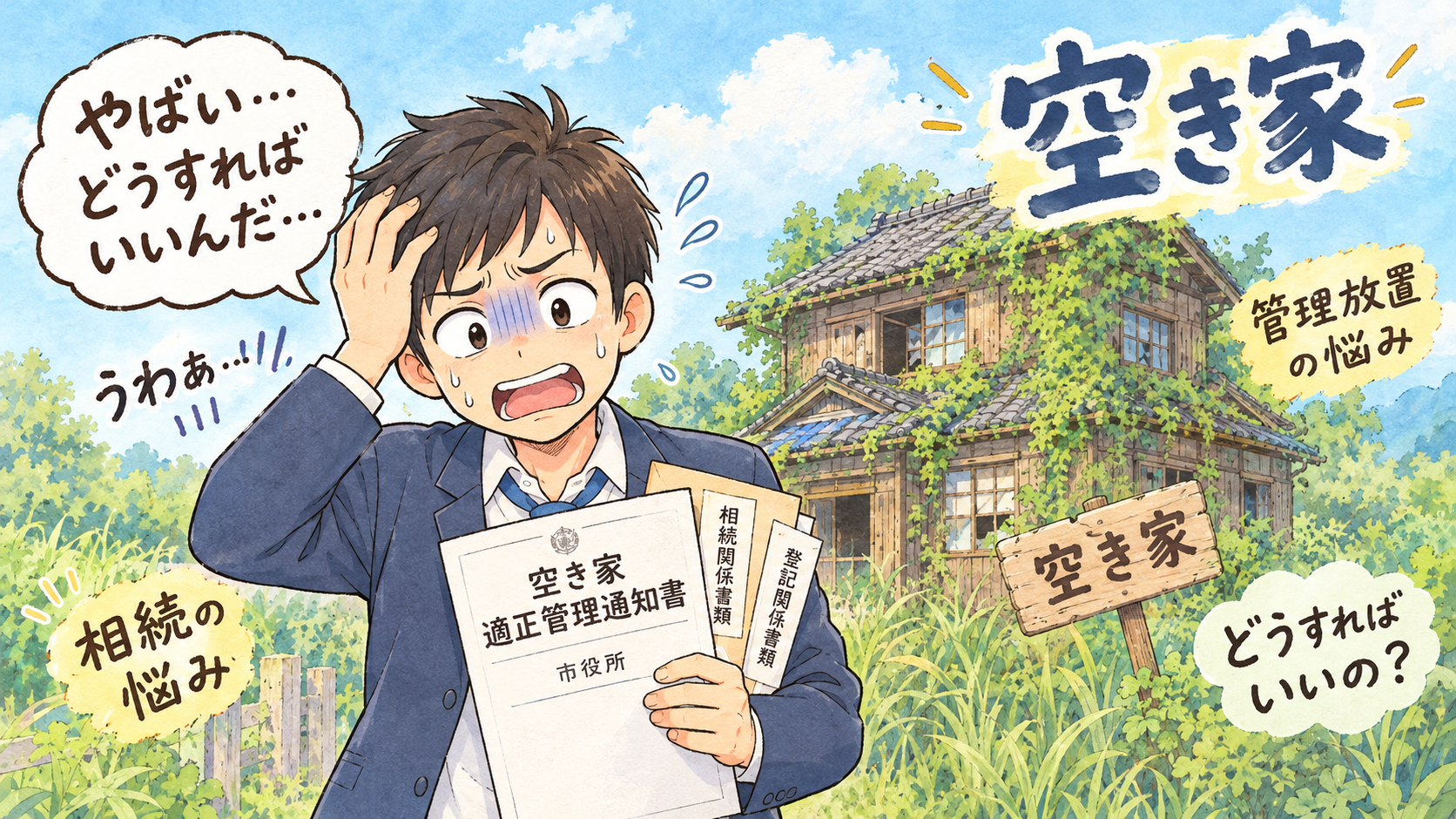 突然の空き家相続と管理通知に困惑する男性
